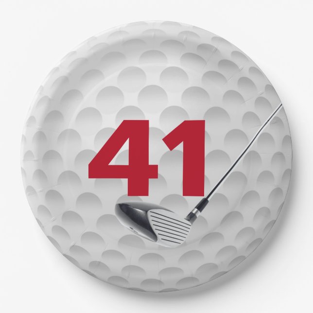 Plato De Papel 41.º diseño de la pelota de golf de cumpleaños (Anverso)