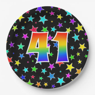 Plato De Papel 41er evento: Negrita, divertido, arcoiris colorido