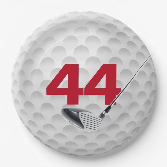 Plato De Papel 44.º diseño de la pelota de golf de cumpleaños (Anverso)