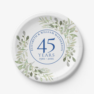 Plato De Papel 45º 65º Aniversario de Boda Verdor