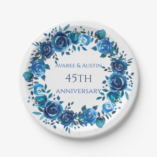 Plato De Papel 45.º 65° Aniversario de Sapphire (Anverso)