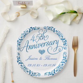 Plato De Papel 45.º Aniversario del Boda de Sapphire