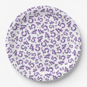 Plato De Papel 45.º Nacimiento Patrón de números al azar Púrpura/