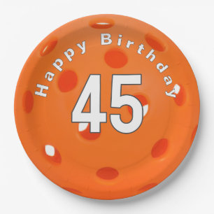 Plato De Papel 45.º Naranja de cumpleaños