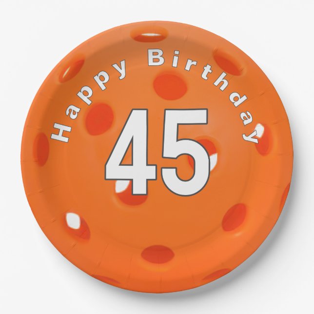 Plato De Papel 45.º Naranja de cumpleaños (Anverso)