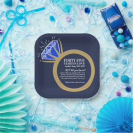 Plato De Papel 45° aniversario boda fiesta sapphire hechos divert