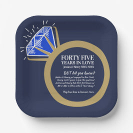 Plato De Papel 45° aniversario boda fiesta sapphire hechos divert