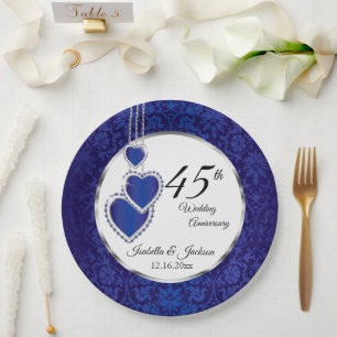 Plato De Papel 45° Aniversario de Sapphire Keepsake Diseño