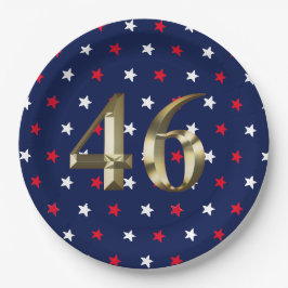 Plato De Papel "46" Biden President, Biden Harris 2020 Gold Blue