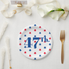 Plato De Papel 47 Presidente estrellas de color rojo y azul patri