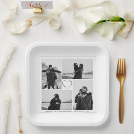 Plato De Papel 4 Boda de Collage de fotos