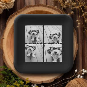 Plato De Papel 4 Collage de fotos - puede cambiar el color de fon