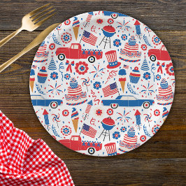 Plato De Papel 4 de julio BBQ Americana