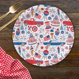 Plato De Papel 4 de julio BBQ Americana