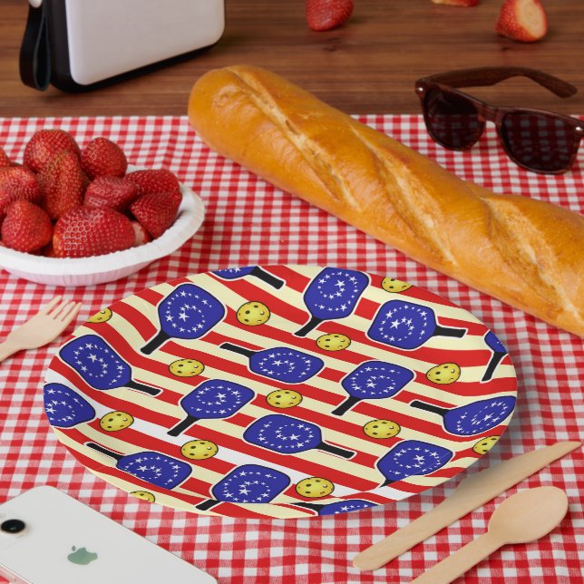 Plato De Papel 4 de julio Bolas amarillas rojas de bola blanca ro (Picnic)