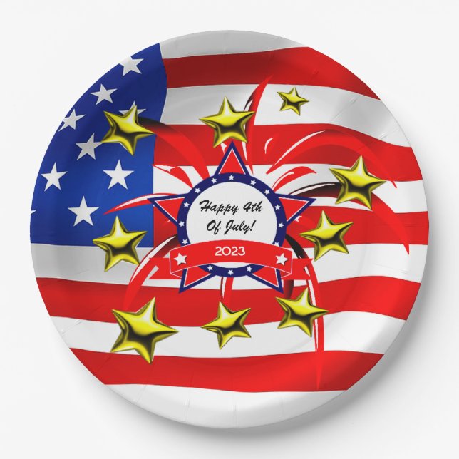 Plato De Papel 4 De Julio Celebración Fiesta Placas De Papel (Anverso)
