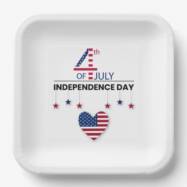 Plato De Papel 4 de julio Día de la Independencia (Anverso)