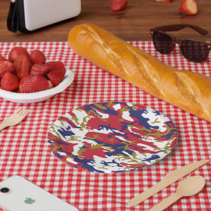 Plato De Papel 4 de Julio, Día de la Independencia, Camuflaje Dor