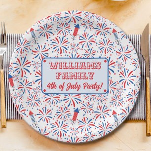 Plato De Papel 4 de Julio Día de la Independencia Fuegos Artifici