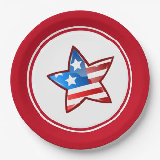 Plato De Papel 4 de julio Estrella Patriótica Fiesta