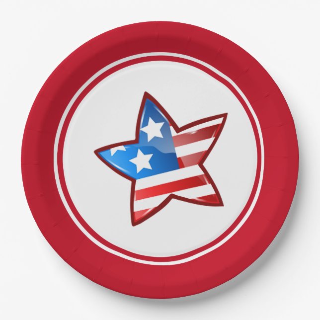 Plato De Papel 4 de julio Estrella Patriótica Fiesta (Anverso)