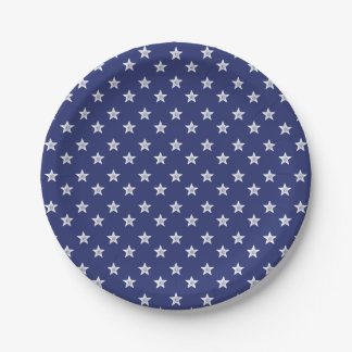 Plato De Papel 4 De Julio Estrellas Placas De Papel Azul Fiesta B