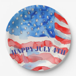 Plato De Papel 4 de julio Estrellas rojas blancas azules