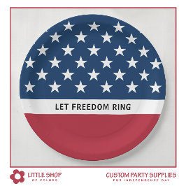 Plato De Papel 4 de julio: Estrellas y rayas patrióticas