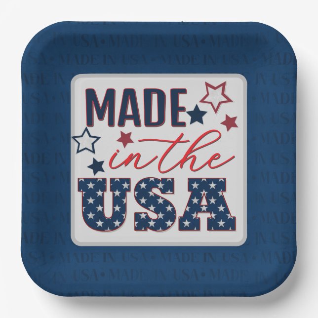 Plato De Papel 4 de julio: Fiesta HECHA en EE.UU. (Anverso)