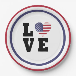 Plato De Papel 4 de julio, Fiesta patriótico rojo blanco