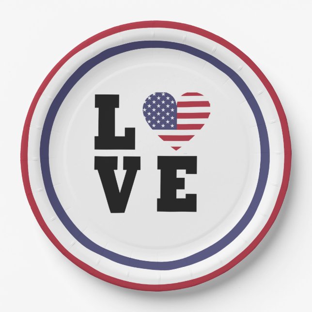 Plato De Papel 4 de julio, Fiesta patriótico rojo blanco (Anverso)