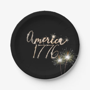 Plato De Papel 4 de julio Fiesta Sparkler 1776