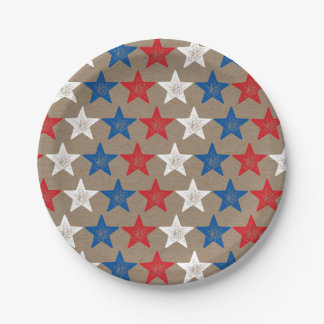 Plato De Papel 4 De Julio Grunge Stars Kraft Placas De Papel Fies