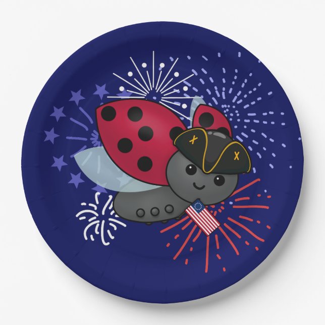 Plato De Papel 4 de julio, Minuteman Ladybug (Anverso)