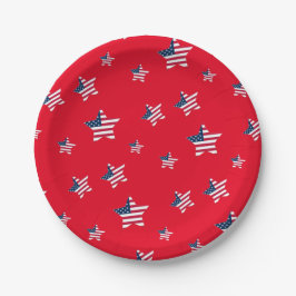 Plato De Papel 4 de julio patriótico USA bandera de América estre