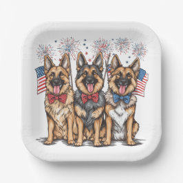 Plato De Papel 4 De Julio Perros Pastores Alemanes