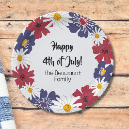 Plato De Papel 4 de julio: Picnic Fiesta floral retro
