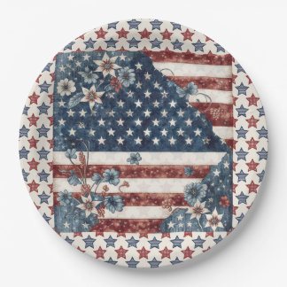 Plato De Papel 4 de julio placa de papel de la Bandera Americana