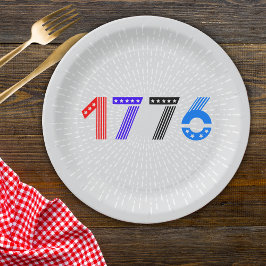 Plato De Papel 4 de julio Placas de papel BBQ 1776