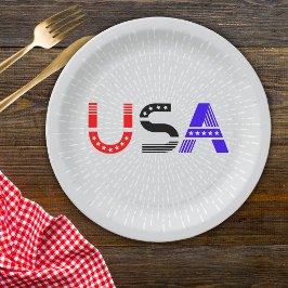 Plato De Papel 4 de julio Placas de papel BBQ USA