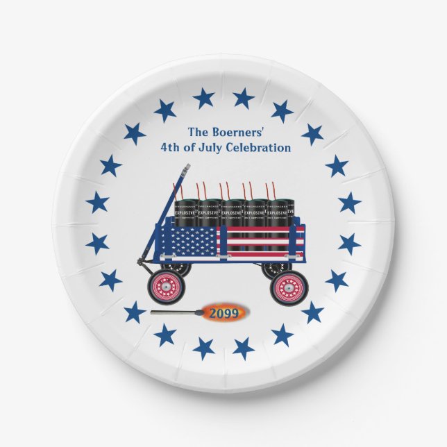 Plato De Papel 4 de julio Placas de papel Patriotic Fun Fiesta (Anverso)