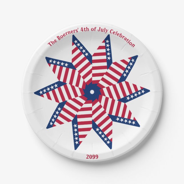 Plato De Papel 4 de julio Placas de papel Patriotic Fun Fiesta (Anverso)