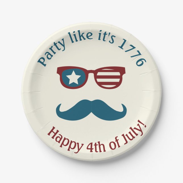 Plato De Papel 4 de julio Placas Patrióticas Temáticas (Anverso)