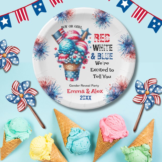Plato De Papel 4 de julio Revelación de Género de helado (Subido por el creador)
