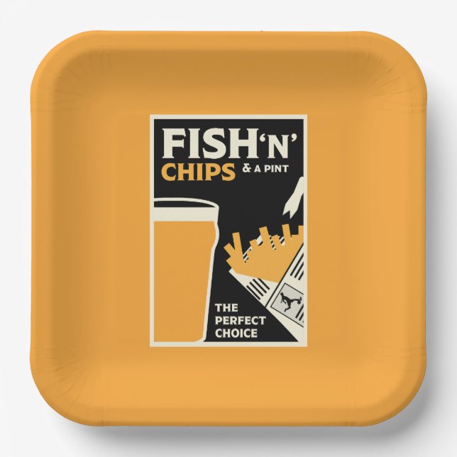 Plato De Papel 4 de junio - Día del pescado y el Chip (Anverso)