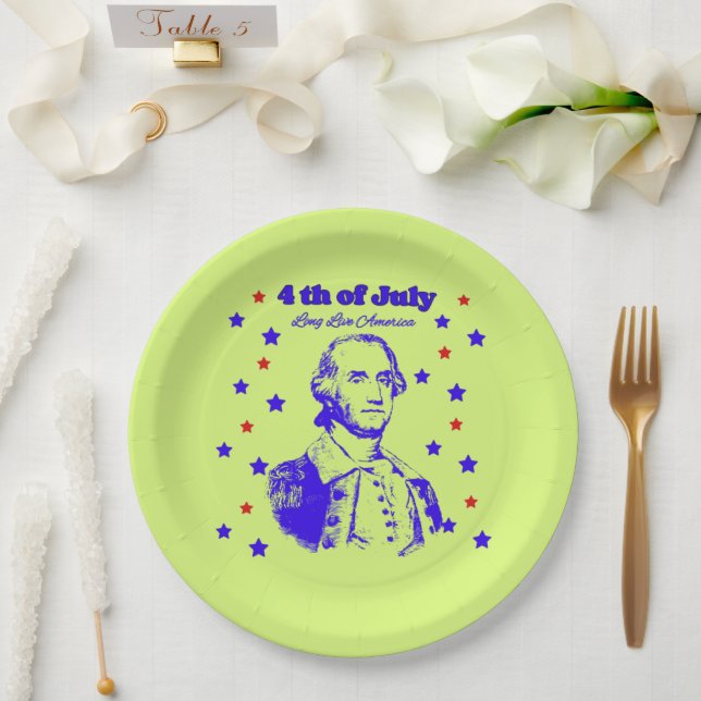 Plato De Papel 4th of July green (Boda)
