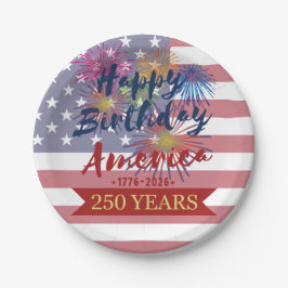 Plato De Papel 4th of July Happy Birthday America USA 250th
