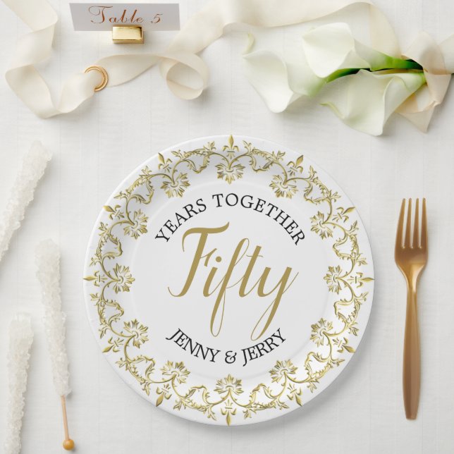 Plato De Papel 50º Aniversario de Boda (Boda)