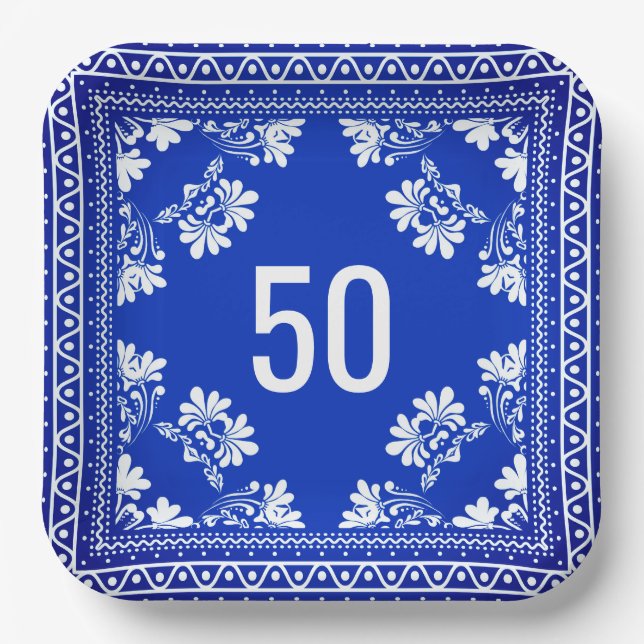 Plato De Papel 50.ª Bandana Azul (Anverso)