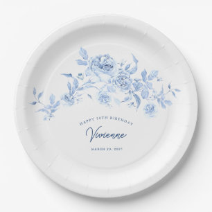 Plato De Papel 50.ª fiesta de cumpleaños Rosa azul Personalizado 